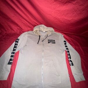 Puma Tan Zip-Up Hoodie with Black Logo